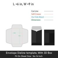 Envelope Die line template, With 3D Box, vector