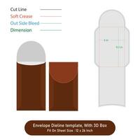 Envelope Dieline template, With 3D Box, Size 6x9.5 in, vector