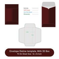 Envelope Die line template, With 3D Box vector