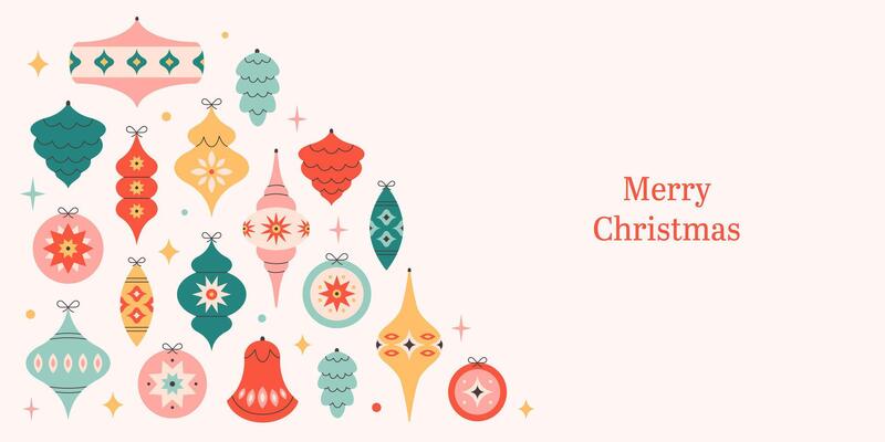 Merry Christmas background with Christmas tree toys