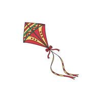 A kite with a red and green ribbon vector
