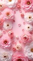 An abstract design of blossoming flowers in soft pink and white hues fades gradually, creating spacious, open sections. video