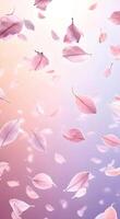 Delicate animated petals drifting downward in subtle pastel tones, with a bright and clear central background. video