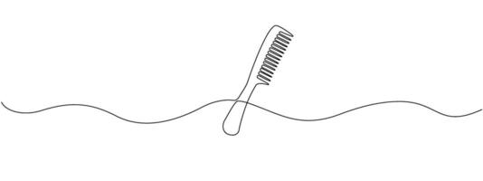 Continuous drawing of comb in simple linear style for symbol , web banner of hair salon. Editable stroke. Doodle style illustration. vector