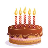 Festive chocolate cake with candles vector