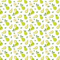 fruit seamless pattern pear with leaves vector
