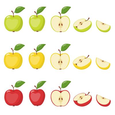 Set of ripe apples, .
