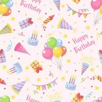 Seamless Happy Birthday Pattern on Pink Background vector