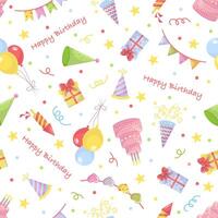 Seamless Happy Birthday Pattern on White Background vector