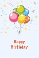happy birthday card with balloons on blue background vector