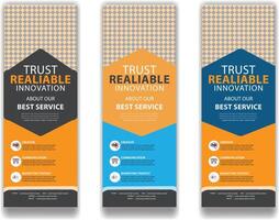 Roll up banner design template, vertical, abstract background vector