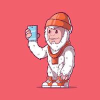A Yeti character taking a selfie. vector