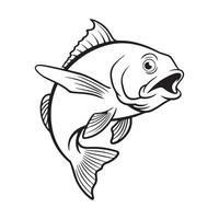 A minimalist line art fish silhouette, featuring sleek curves and elegant fins, set against a white background, symbolizing simplicity and aquatic grace. vector