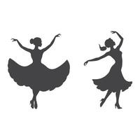 A graceful dancing lady silhouette, capturing flowing movements and elegance, set against a white background, symbolizing rhythm and artistic expression. vector