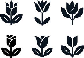 A collection of basic flower shape elements vector