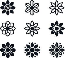A collection of flower symbols for artwork compositions vector