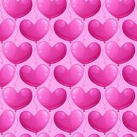 Seamless pattern of pink heart-shaped inflatable balloons. Valentine's day background. February 14. vector