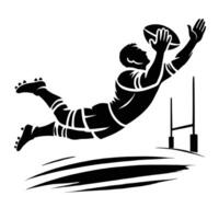 Rugby player catching the ball vector