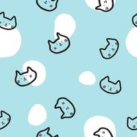 Cat Seamless pattern, texture background, blue and white vector