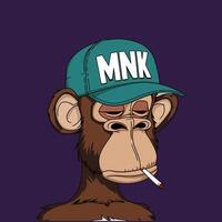 Bored Monkey Wearing Cap Smoking Cigarette vector