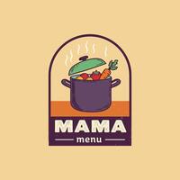 Mamas Menu Featuring Steaming Pot Of Vegetables vector