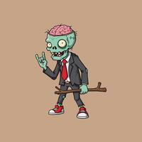 A Zombie Businessman Rocks Out With A Stick vector