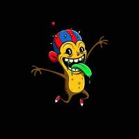 A Psychedelic Spiked Hat Monkey Jumps With Joy vector