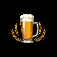 Frothy Beer Mug Adorned With Wheat Stalks vector