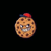 A mischievous chocolate chip cookie wears a red baseball cap vector