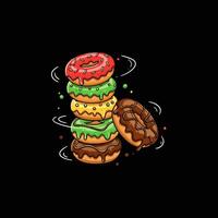 A Stack of Colorful Donuts Spinning Delightfully vector