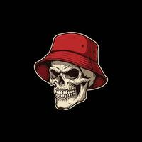 A Red Hatted Skull Design Illustration vector