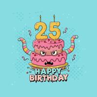 A monstrous twenty five birthday cake design vector