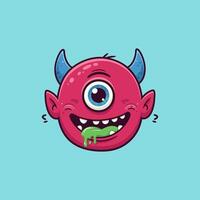 A Happy One Eyed Red Monster With Horns vector