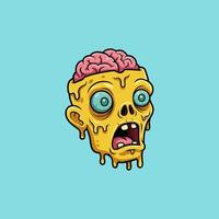 Melted Zombie Head with Exposed Brain vector
