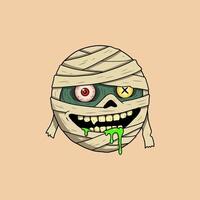 A smiling mummy cartoon character with green slime vector