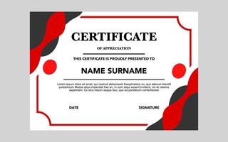 abstract style red and black color certificate template for education awards. vector