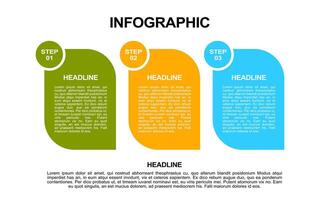3-step infographic template and colorful options for presentations. vector