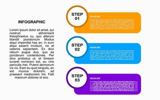3 step infographic template and colorful options for presentations. vector