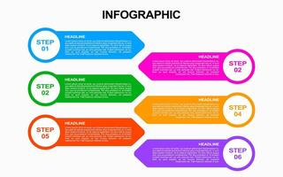 6-step infographic template and colorful options for presentations. vector