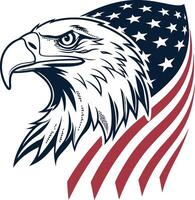 Eagle head with American flag design pattern design vector
