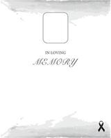 Funeral empty card. Empty card. Digital Funeral invitation with black frame for photo vector