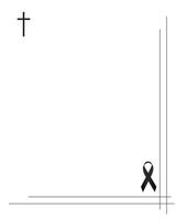 Funeral empty card. Empty card with black church cross and ribbon. vector