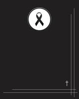 Funeral empty card. Empty card. Digital Funeral black ribbon and frame vector