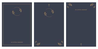 Set of funeral empty card. Funeral card with grey background vector