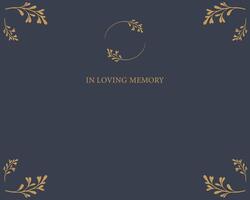 Funeral empty card. Empty card. Digital Funeral invitation with black frame and leaves and photo space vector