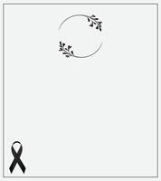 Funeral empty card. Empty card. Digital Funeral invitation with black frame for photo and leaves vector
