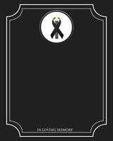 Funeral empty card. Empty card. Digital Funeral black ribbon and candle vector