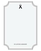 Funeral empty card. Empty card. Digital Funeral invitation with black frame and ribbon vector