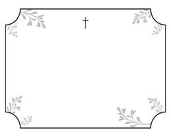 Funeral empty card. Empty card with black frame and church cross vector