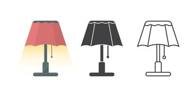 Desk lamp icon set collection in flat style. Spotlight illustration on isolated background. Light bulb sign business concept. vector